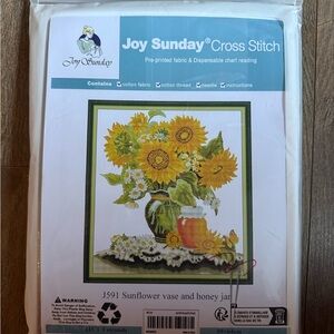 Joy Sunday Sunflower and Honey Jar Cross Stitch Kit